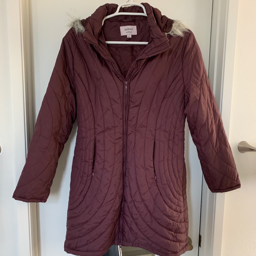 Sashimi purple puffer coat with hood